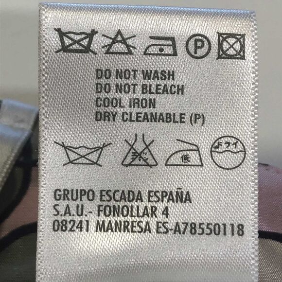 Escada Silk Pleated Geometric Skirt Pink Gray Sz 8 - Picture 7 of 10